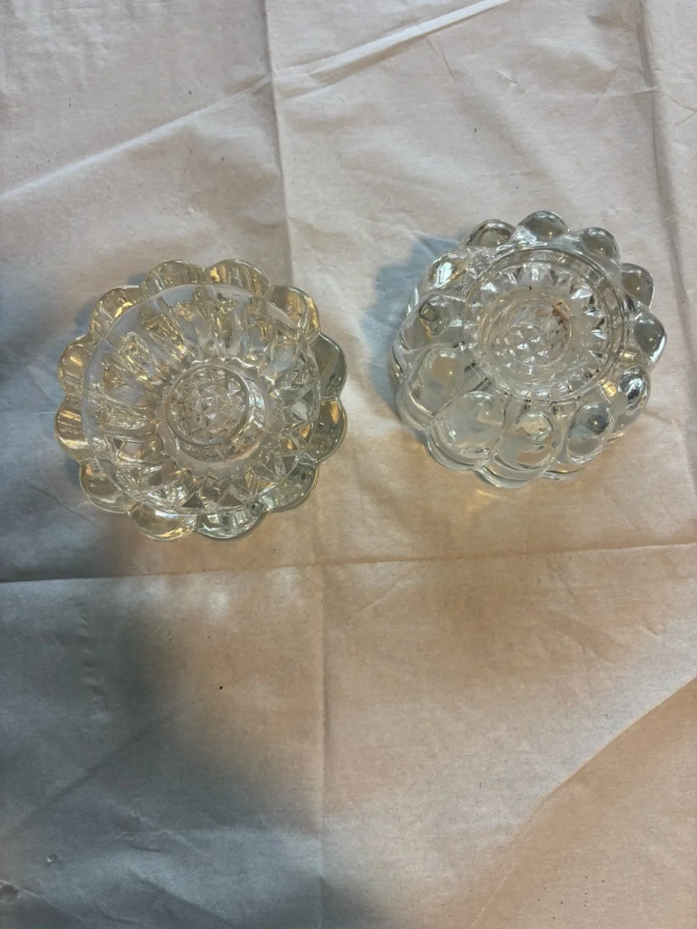 Vintage Princess House Crystal Candle Holders Set of 2 Reversible Bubble Glass